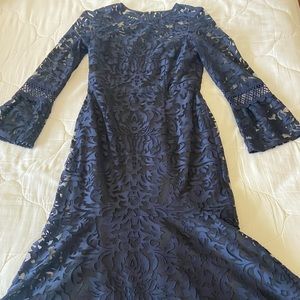 Tahari, Arthur S Levine navy lace cocktail dress